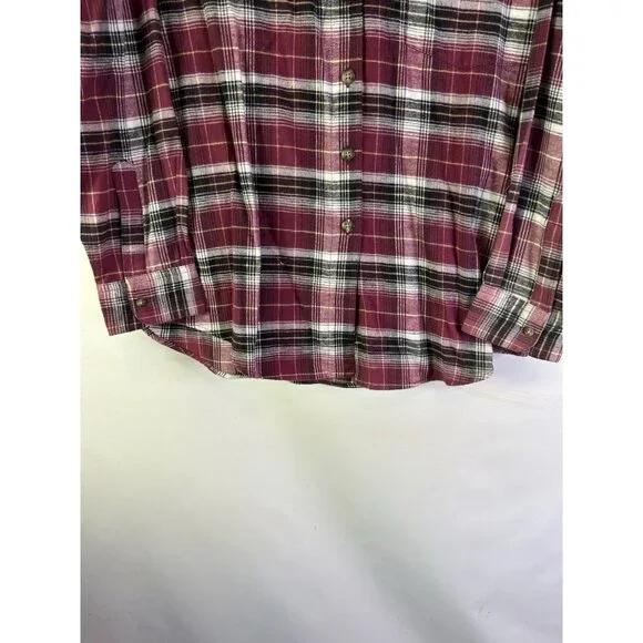 Deadstock Vintage 90s Rainbow Plaid Flannel Button Shirt Western - Picture 2 of 7